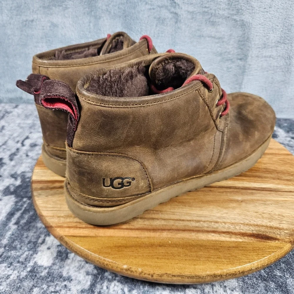 UGG Neumel Waterproof Brown Chukka Shearling Lined Ankle Boots Men Sz 12 1017254